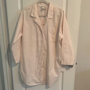 Vintage Christian Dior Saks Fifth Avenue Light Pink Striped Sleep Shirt
